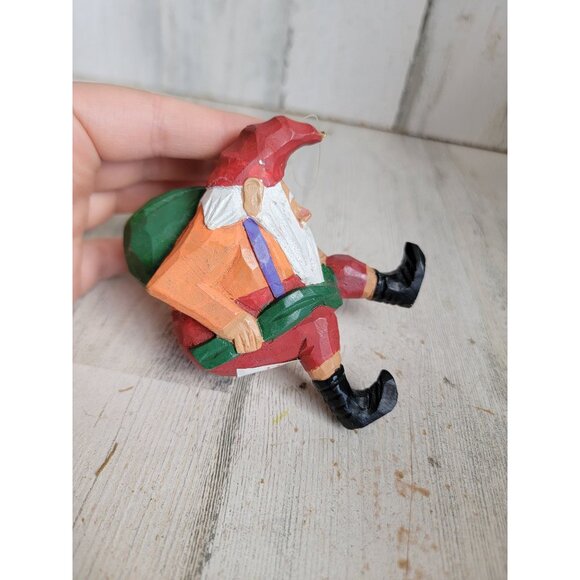 Dept 56 wooden Santa Claus helper vintage gift sack ornament Xmas - Picture 2 of 6